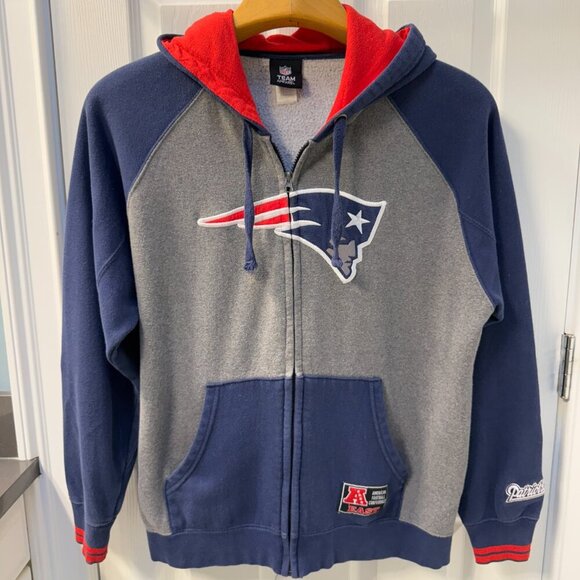 New England Patriots NFL Navy Full Zip Hoodie Large Pats Logo Size Medium - Picture 8 of 8